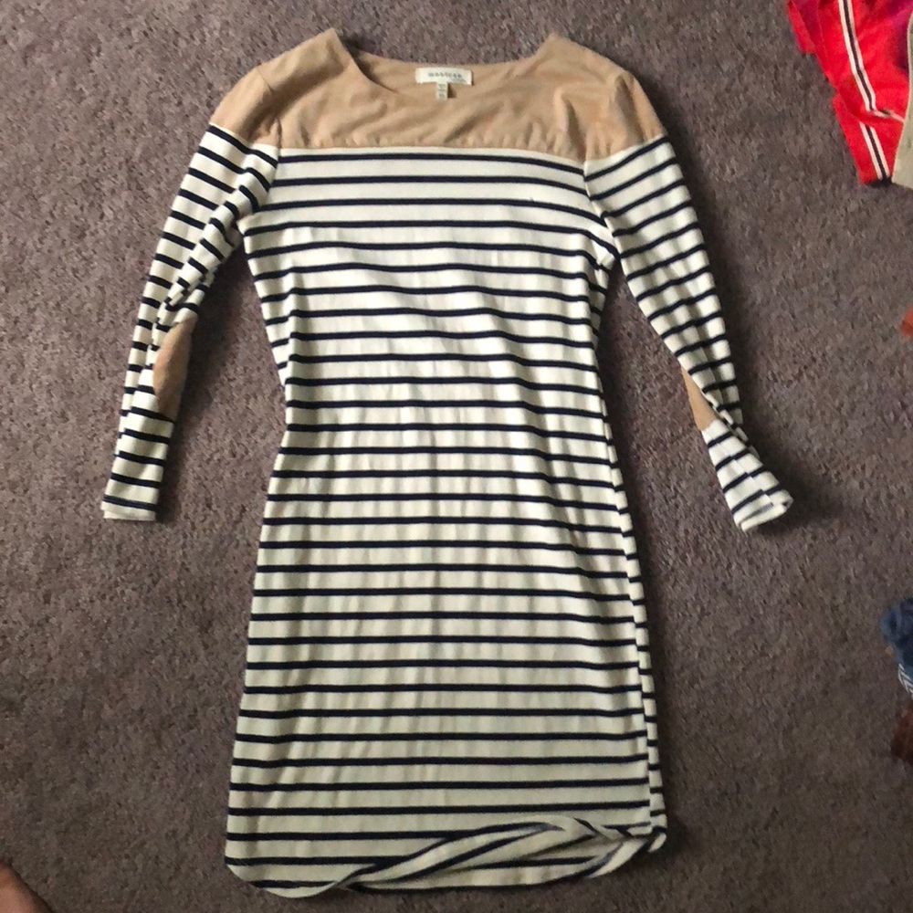 Navy and cream striped dress